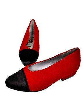Sam & Libby Red Black Tip Flats Fabric Ballet Style High Quality Comfortable